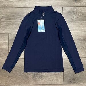 Girl’s EIS Cool Sun Shirt Long Sleeve 1/4 Zip‎ Navy Blue Equestrian Size Small